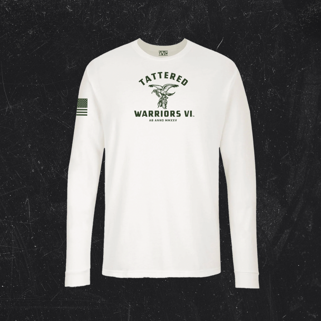 Men's Long Sleeve White/OD Green Tee