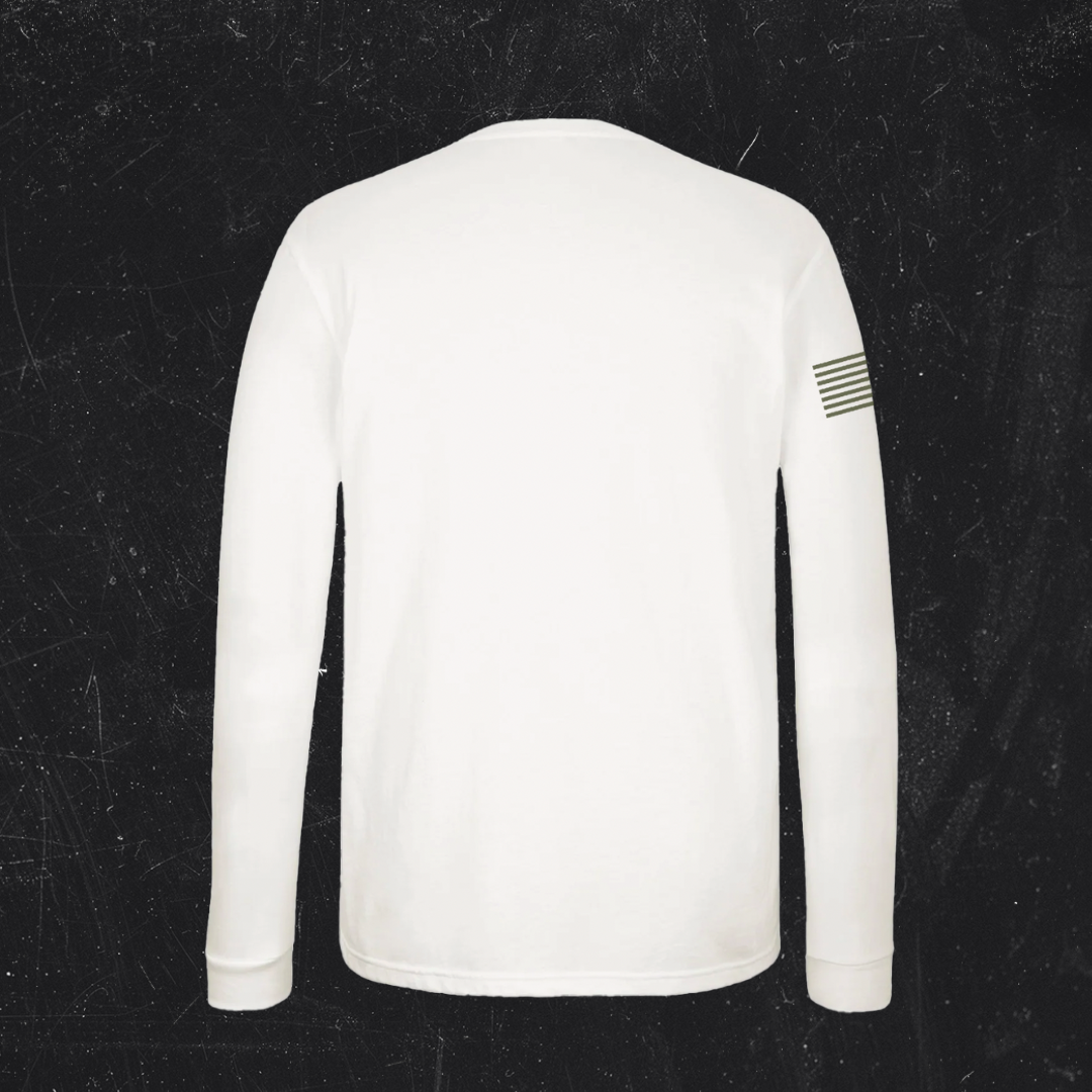 Men's Long Sleeve White/OD Green Tee