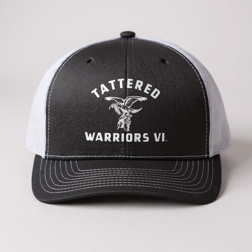 Embroidered Logo Snapback Trucker Hat - Charcoal/White