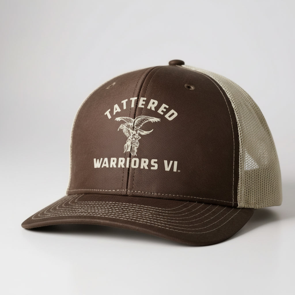 Embroidered Logo Snapback Trucker Hat - Khaki/Brown