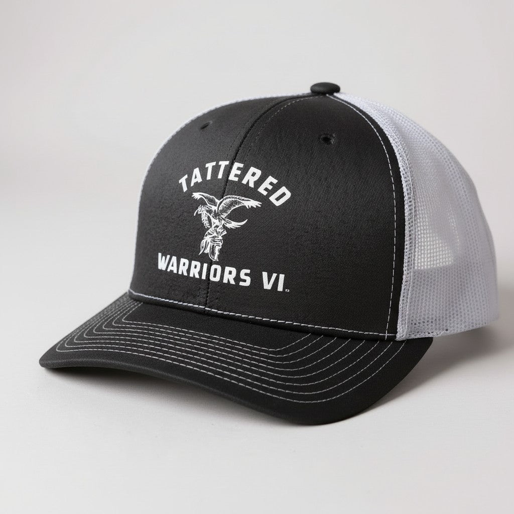 Embroidered Logo Snapback Trucker Hat - Charcoal/White