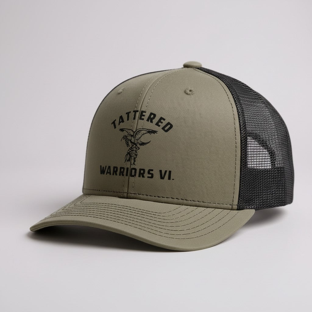 Embroidered Logo Snapback Trucker Hat - OD Green/Black